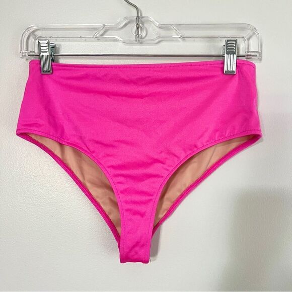🌺3 FOR $20🌺 - Doll & Co High Waist Bikini Bottom Hot Pink Shimmer M Swimwear - Picture 3 of 8